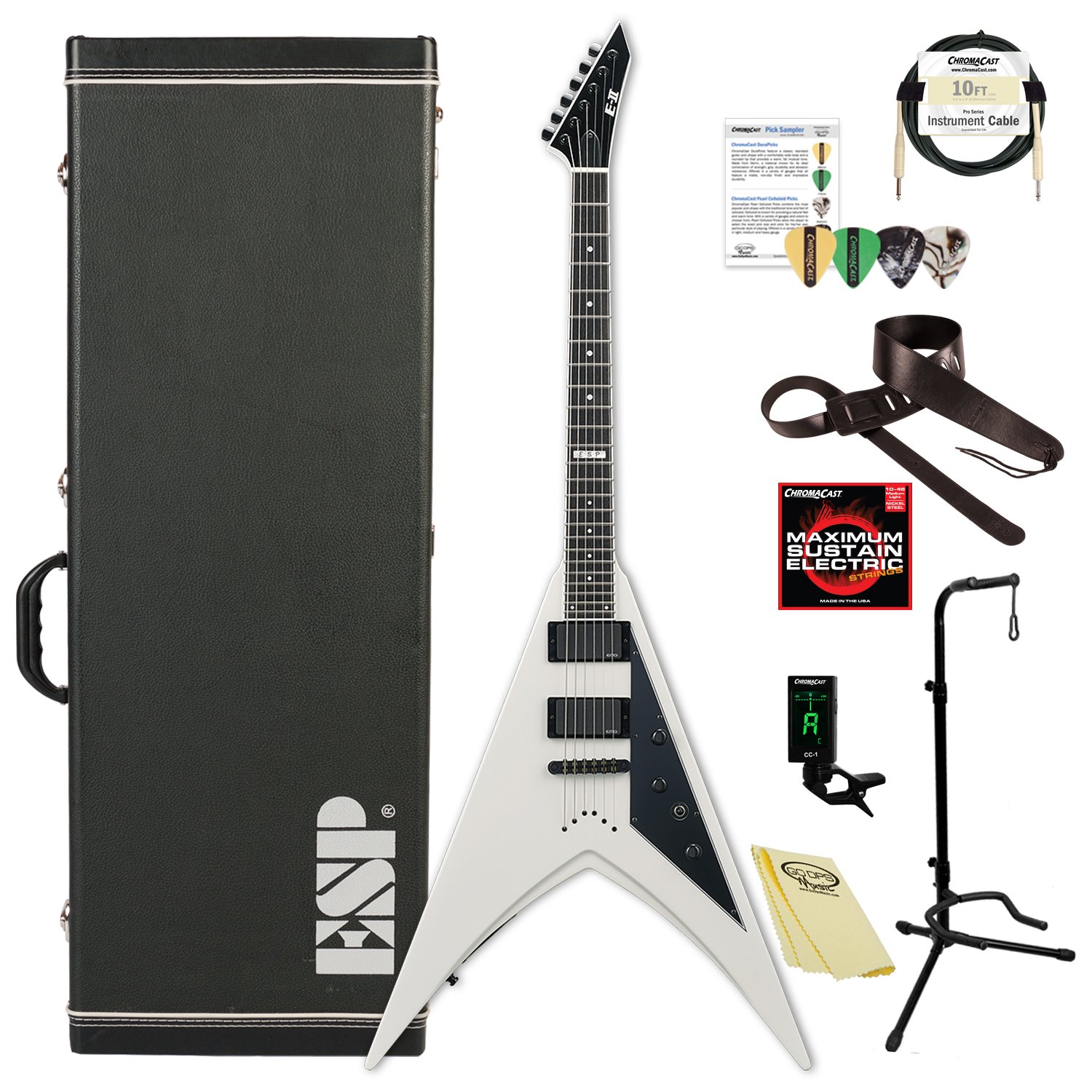 Amazon.com: ESP EIIVSTDSW V Series V-II Electric Guitar, Snow